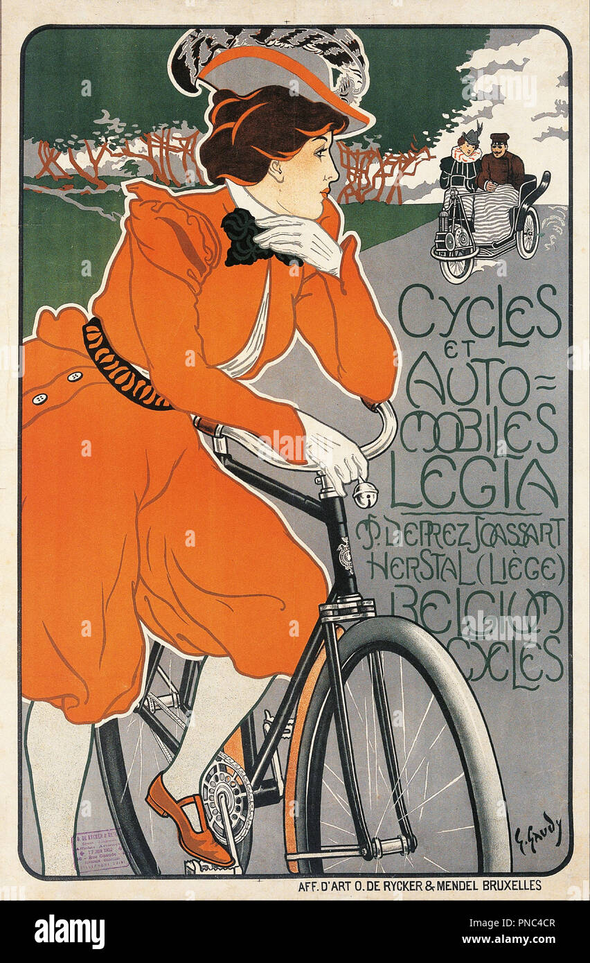 Cicli et Automobiles Legia. Data/Periodo: 1898. Poster. Litografia a colori su carta. Altezza: 952 mm (37.48 in); larghezza: 642 mm (25,27 in). Autore: Georges pacchiano. Foto Stock