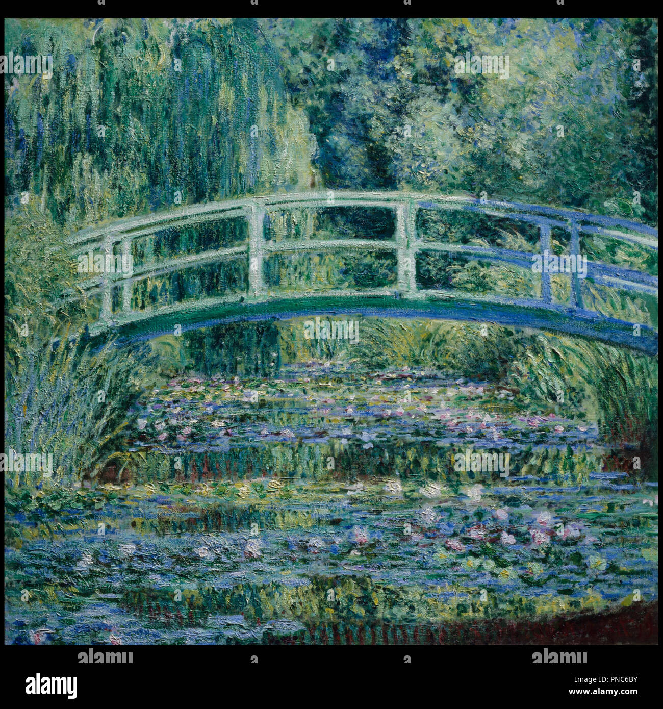 Ninfee e il ponte giapponese. Data/Periodo: 1899. La pittura. Olio su tela Olio su tela. Altezza: 89,7 cm (35,3 in); Larghezza: 90,5 cm (35,6 in). Autore: Claude Monet. Foto Stock