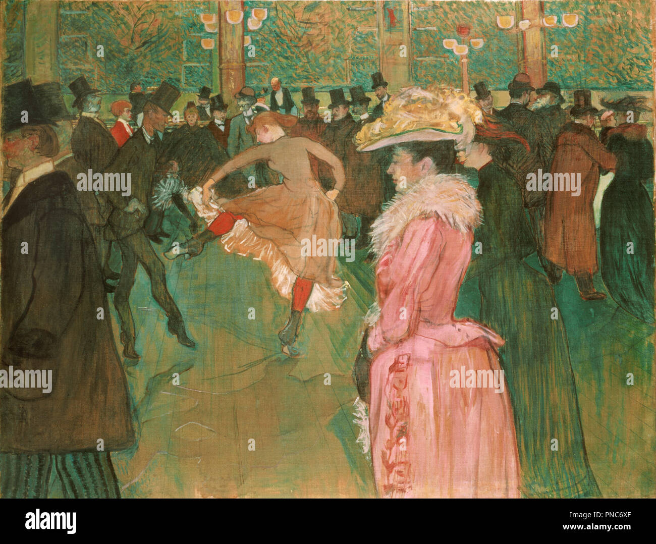 Al Moulin Rouge: la danza. Data/Periodo: 1890. La pittura. Olio su tela Olio su tela. Altezza: 1,156.97 mm (45.55 in); larghezza: 1,499.62 mm (59.04 in). Autore: Henri de Toulouse-Lautrec. TOULOUSE-LAUTREC, HENRI DE. Foto Stock