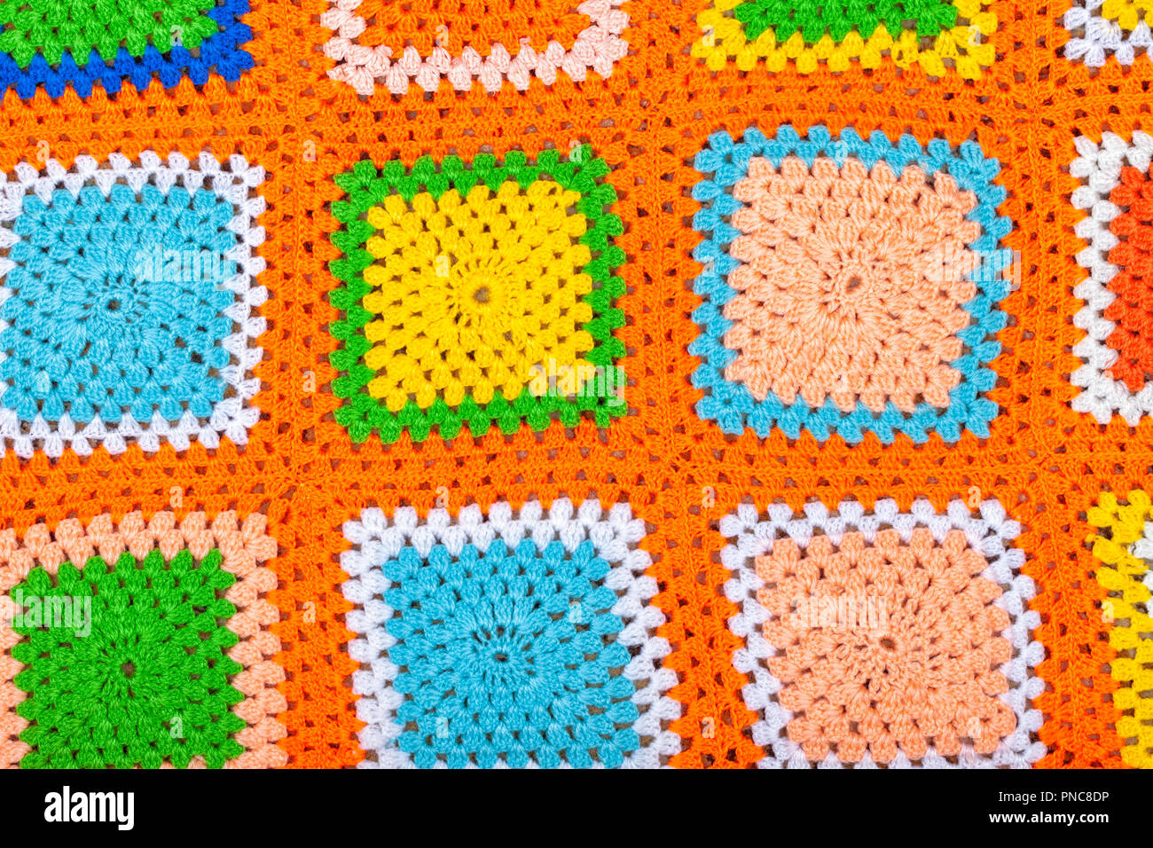 Un Crochet Fatti A Mano Coperta Di Lana Sfondo Foto Stock Alamy
