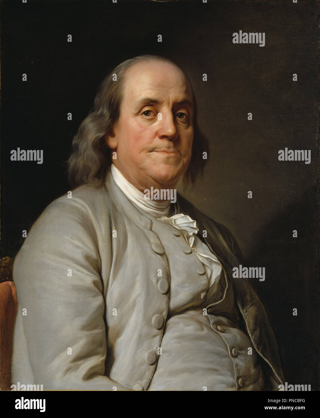 Benjamin Franklin. Data/Periodo: ca. 1785. La pittura. Olio su tela. Altezza: 724 mm (28.50 in); larghezza: 597 mm (23.50 in). Autore: Giuseppe Duplessis. Joseph Siffred Duplessis. Foto Stock