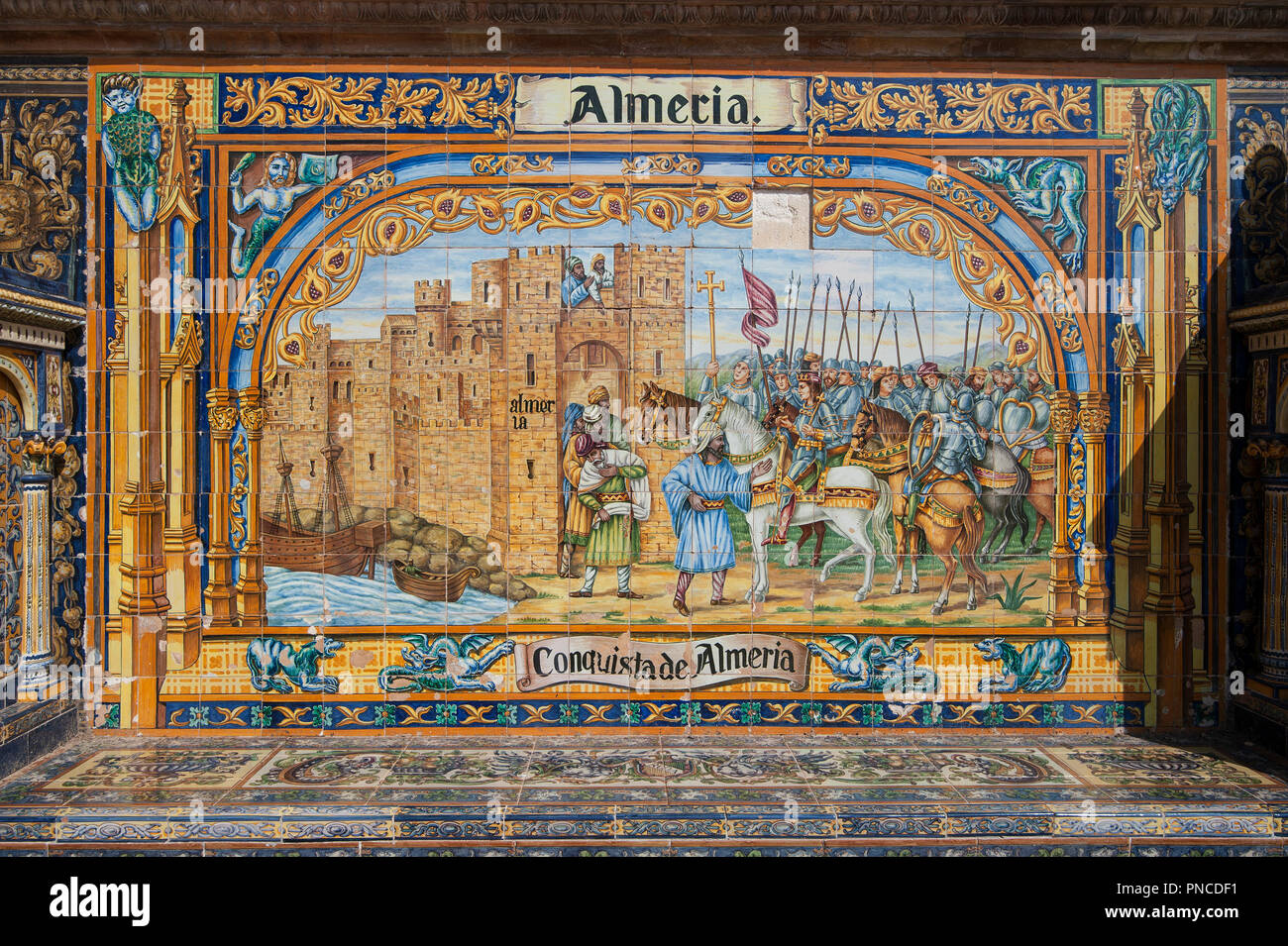 Spagna, Siviglia: il Parque de María Luisa (María Luisa Park è un parco pubblico che si estende lungo il fiume Guadalquivir. Si tratta di Siviglia il principale g Foto Stock