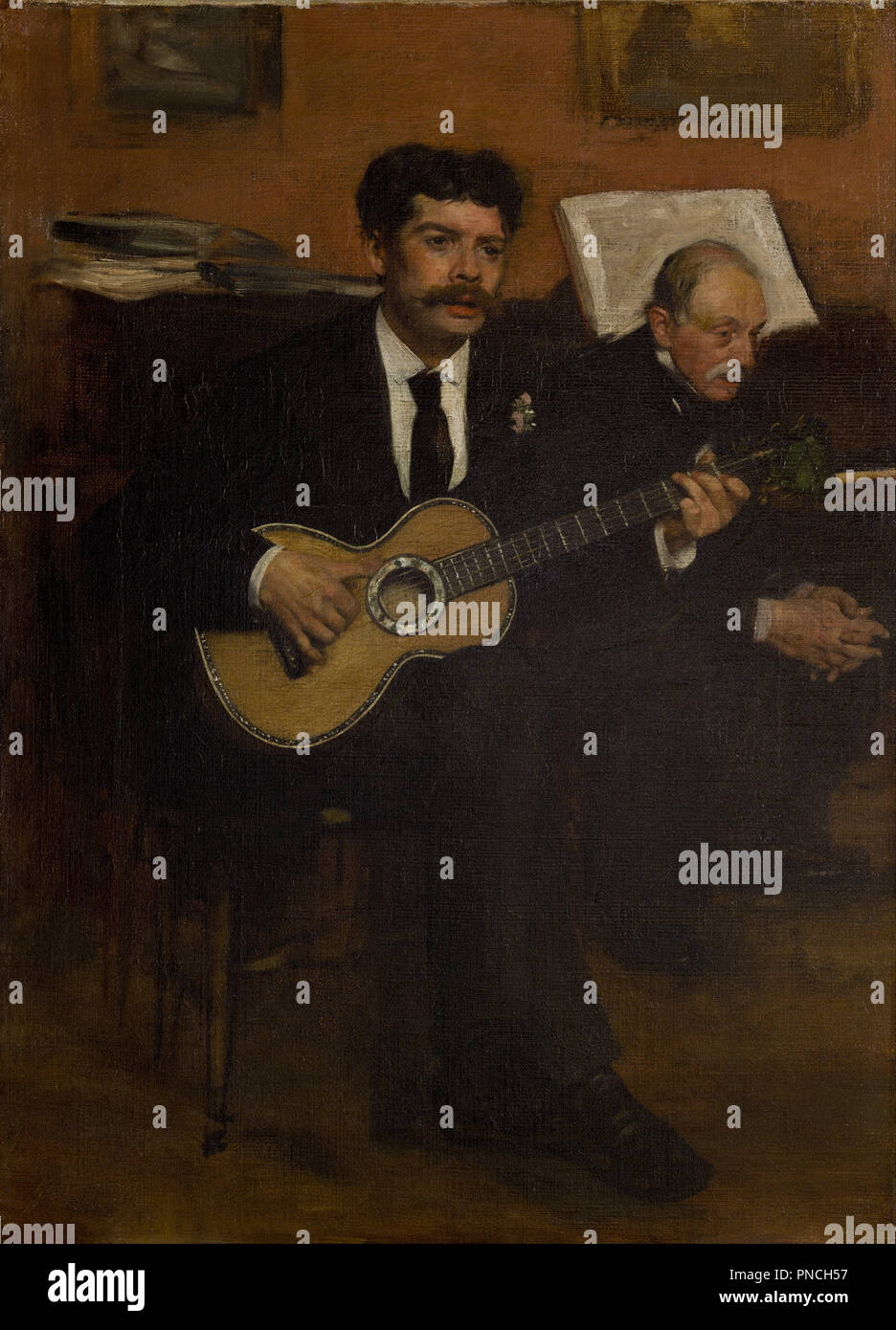 Lorenzo Pagani et Auguste de Gas Lorenzo Pagani e Auguste de Gas. Data/Periodo: 1871 - 1872. La pittura. Olio su tela. Altezza: 540 mm (21.25 in); larghezza: 390 mm (15.35 in). Autore: EDGAR DEGAS. DEGAS, Edgar. Foto Stock