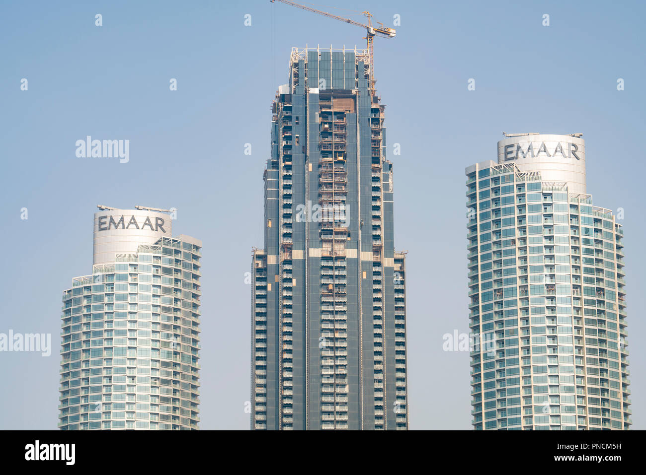 Il lusso alto edificio di appartamenti in costruzione nel centro cittadino di Dubai , emirati arabi uniti, Emirati Arabi Uniti Foto Stock