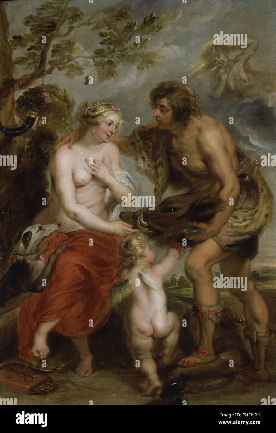 Meleagro e Atalanta. Data/Periodo: 1635 - 1637. Olio su legno. Altezza: 556 mm (21.88 in); larghezza: 383 mm (15.07 in). Autore: Studio di Peter Paul Rubens. Foto Stock