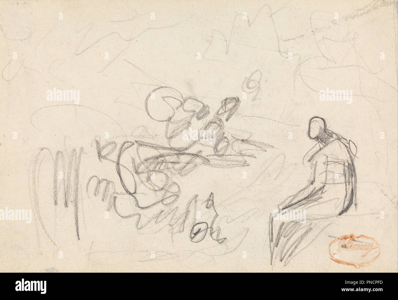 *** Composizione Studio 43. Disegno. Grafite su carta. Altezza: 140 mm (5.51 in); larghezza: 203 mm (7,99 in). Autore: George Romney. Foto Stock