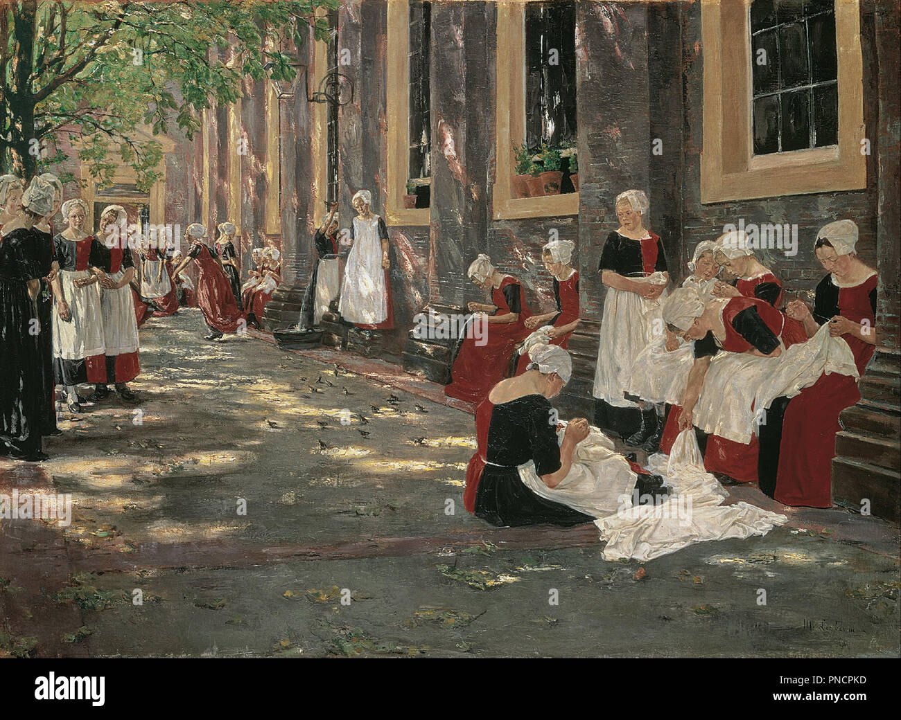 Periodo gratuito nell'orfanotrofio di Amsterdam. Data/Periodo: dal 1881 fino al 1882. La pittura. Olio su tela. Larghezza: 107,5 cm. Altezza: 78,5 cm (completa). Autore: Max Liebermann. LIEBERMANN, MAX. Foto Stock