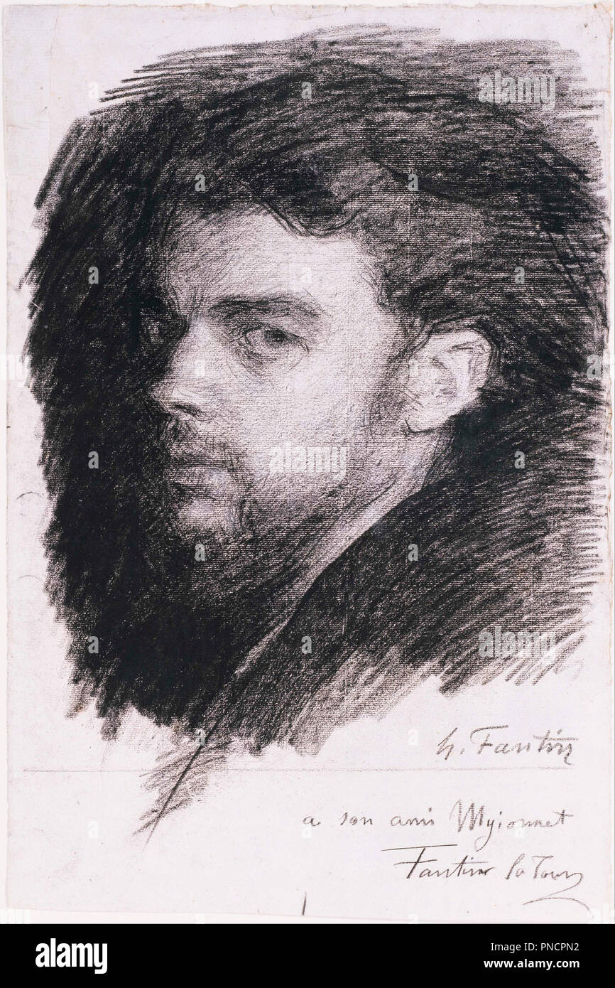 Self-portrait. Data/Periodo: 1861. Opere su carta. Gesso nero su di peso medio di cui la carta. Altezza: 18.88 mm (0,74 in); Larghezza: 12,50 mm (0,49 in). Autore: HENRI FANTIN-LATOUR. Foto Stock