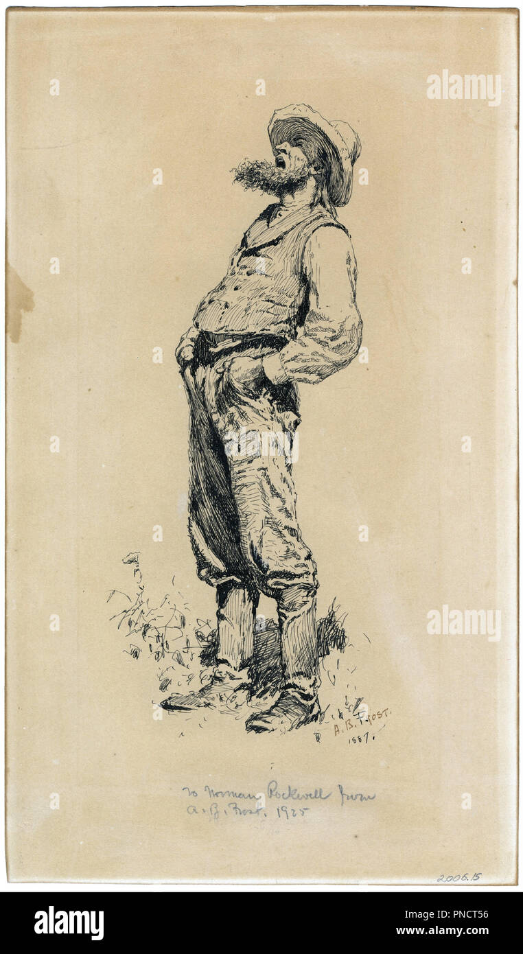 Vecchio contadino. Data/Periodo: 1887. Disegno. Penna e inchiostro su carta. Altezza: 304.80 mm (12 in); larghezza: 177.80 mm (7). Autore: A. B. Frost. Foto Stock