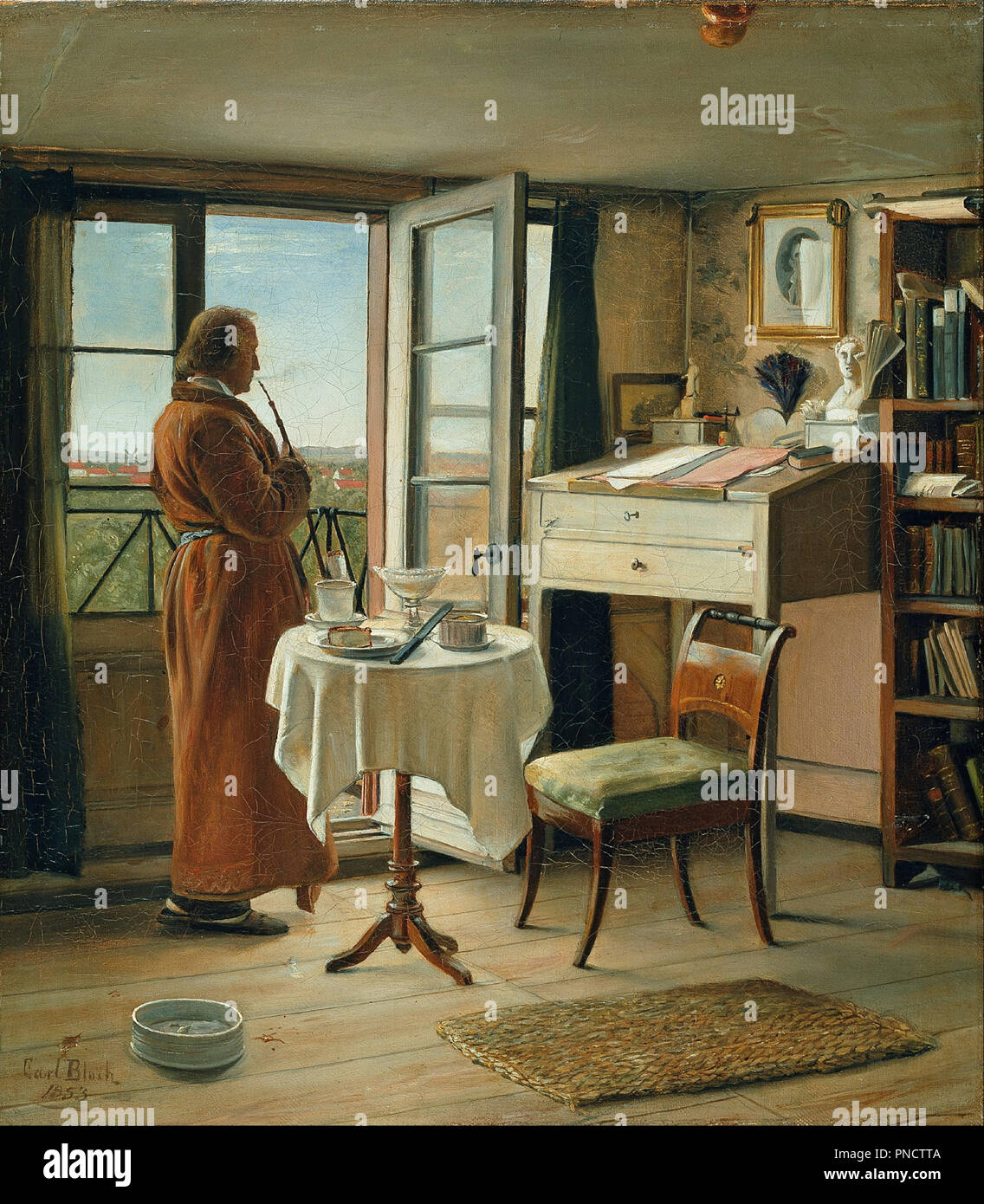 L'attore Kristian Mantzius nel suo studio. Data/Periodo: 1853. La pittura. Larghezza: 37,5 cm. Altezza: 42,4 cm. Autore: CARL BLOCH. Foto Stock