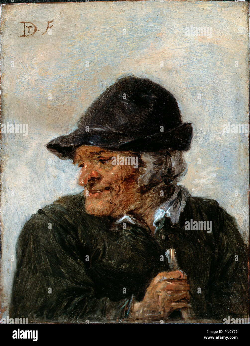 Un contadino. Data/Periodo: del xvii secolo. La pittura. Olio su rame. Altezza: 85 mm (3.34 in); larghezza: 66 mm (2,59 in). Autore: Teniers il Giovane DAVID. DAVID Teniers il Giovane. Foto Stock