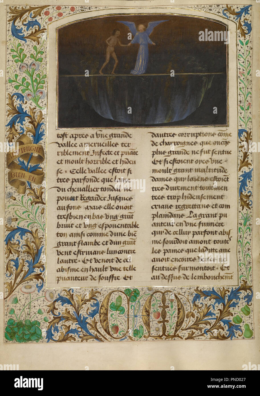 Il tormento della Fiera - Valle di zolfo ardente. Data/Periodo: 1475. Folio. Tempere, foglia oro, oro dipingere e inchiostro su pergamena. Autore: Simon Marmion. Foto Stock