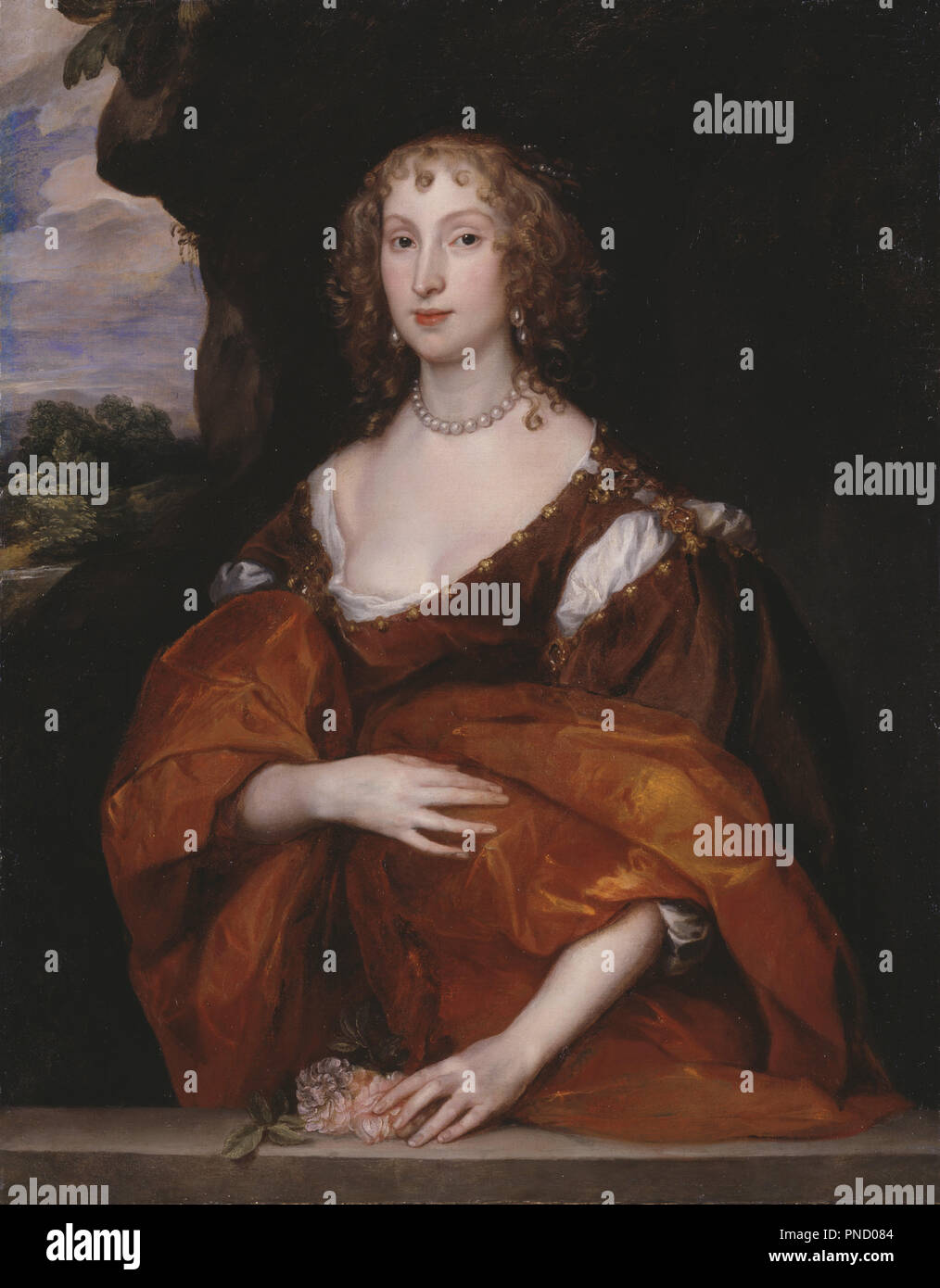 Ritratto di Maria Hill, Lady Killigrew. Data/Periodo: 1638. La pittura. Olio su tela. Altezza: 1,065 mm (41.92 in); larghezza: 833 mm (32.79 in). Autore: Van Dyck, Anthony. Foto Stock