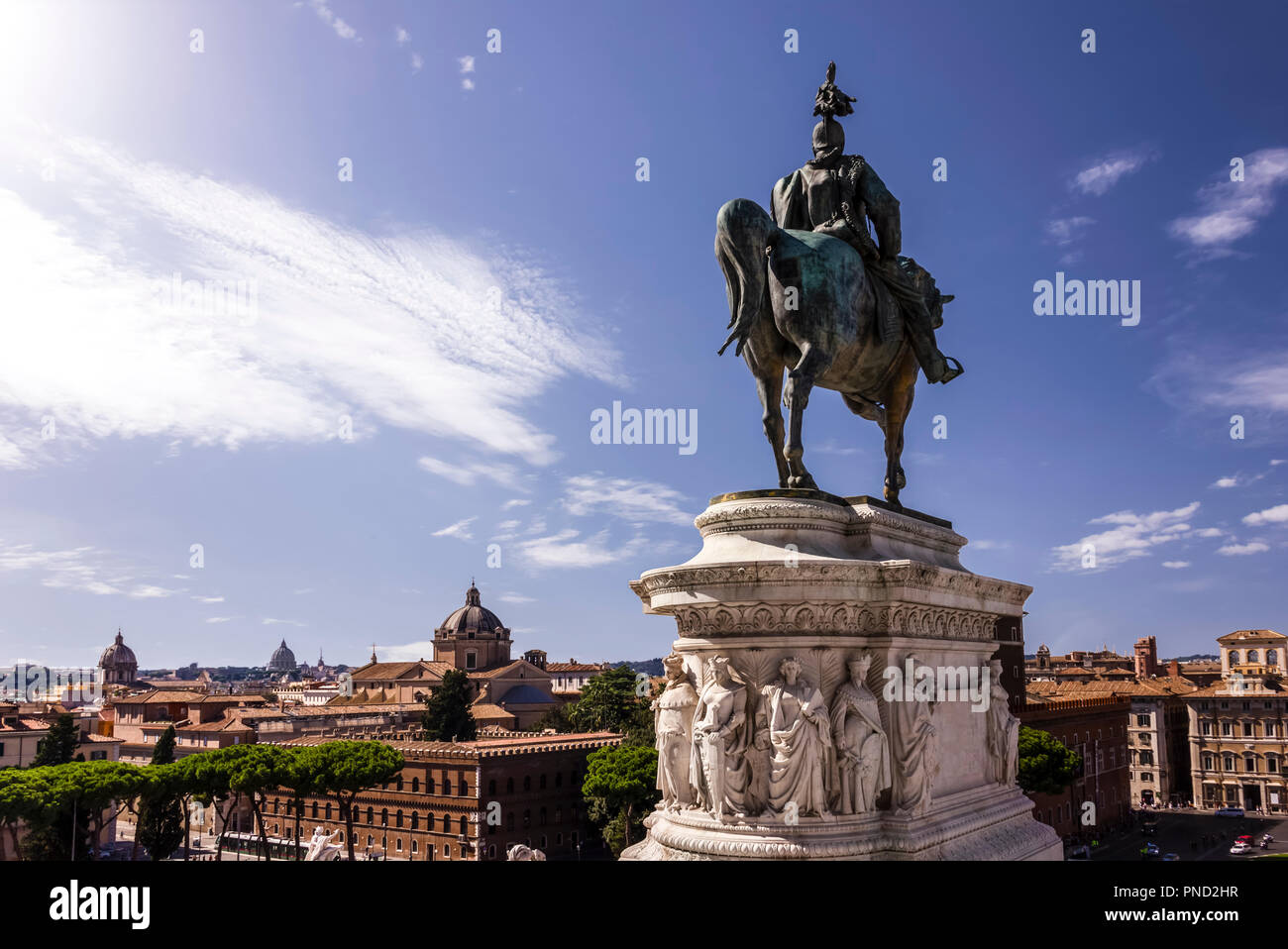 Monumento a Vittorio Emanuele II e Roma. vista città Foto Stock