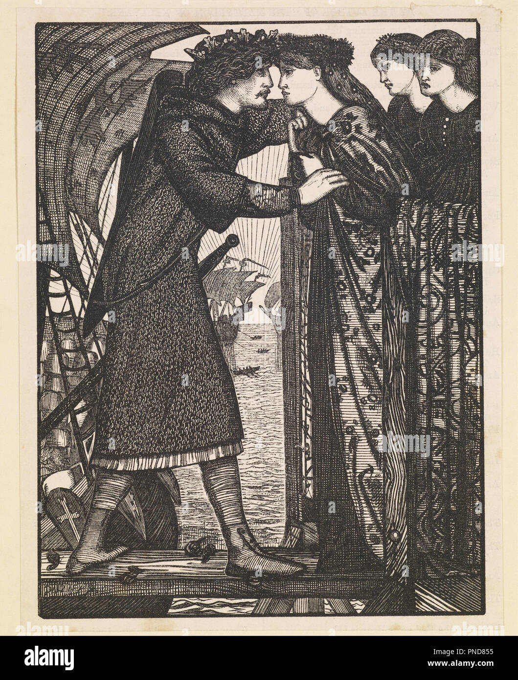 Re Sigurd il crociato - un norvegese Saga. Data/Periodo: 1862. Incisione su legno, stampati in nero. Larghezza: 125 mm. Altezza: 161 mm. Autore: Edward Burne-Jones. Dopo Sir Edward Burne-Jones. Burne-Jones, Sir Edward Coley. Foto Stock