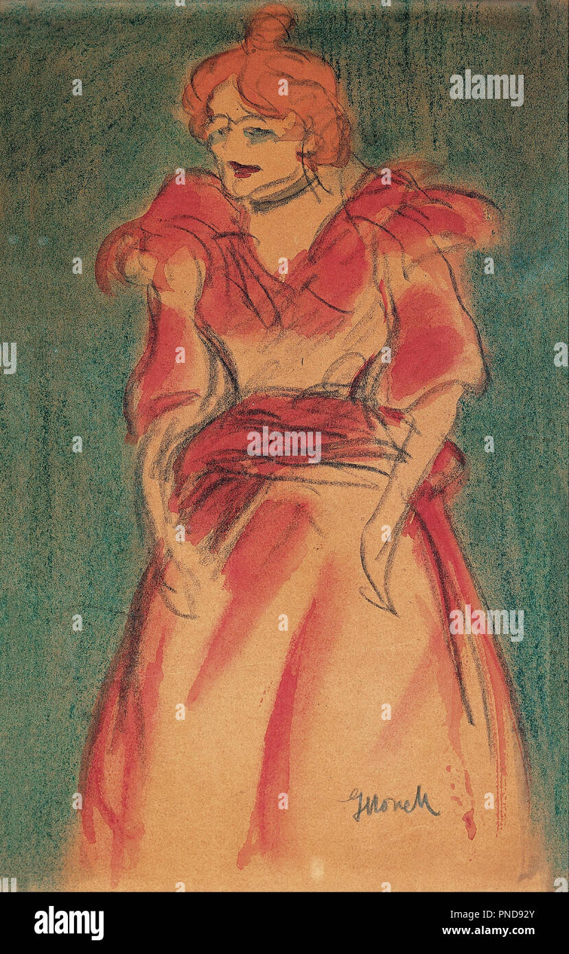 Il cantante di cabaret. Data/Periodo: 1897 - 1898. La pittura. Matita blu e lavare su carta. Altezza: 310 mm (12.20 in); larghezza: 200 mm (7,87 in). Autore: NONELL I MONTURIOL, ISIDRE. Foto Stock
