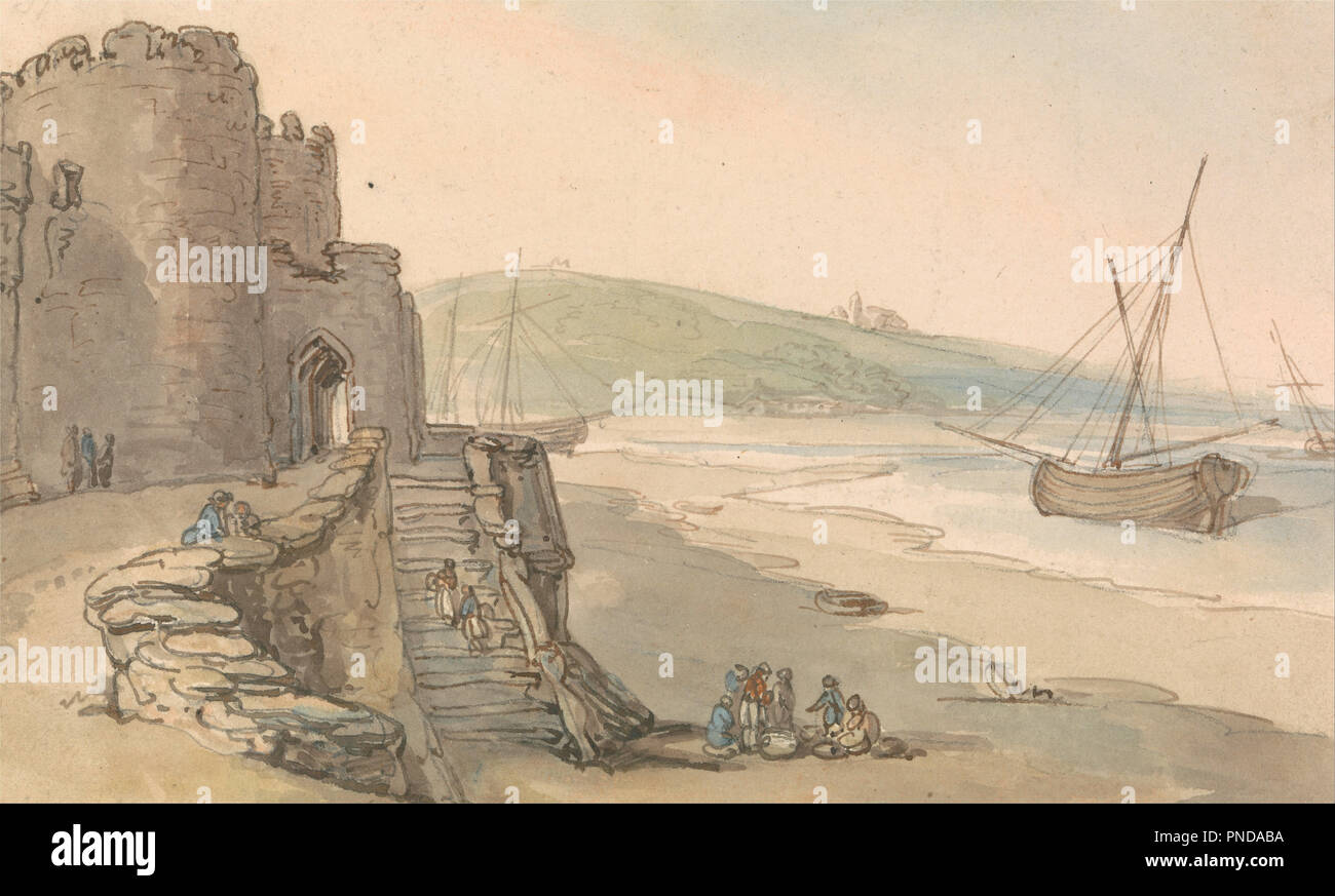 Caernarvon Castle, ingresso a una torre. La pittura. Acquerello. Altezza: 260 mm (10,23 in); larghezza: 241 mm (9,48 in). Autore: Thomas Rowlandson. Foto Stock