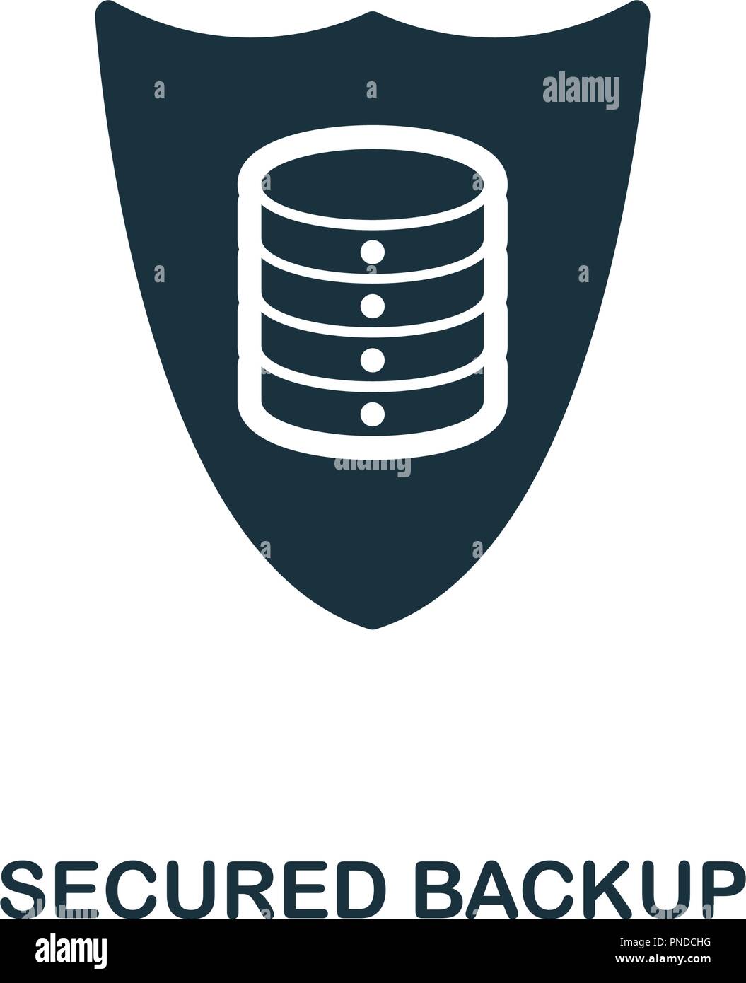 Backup protetti e la relativa icona. Monocromatico design di stile da grande raccolta di dati. UI. Pixel perfetto pittogramma semplice backup protetti e la relativa icona. Web design, applicazioni softw Illustrazione Vettoriale