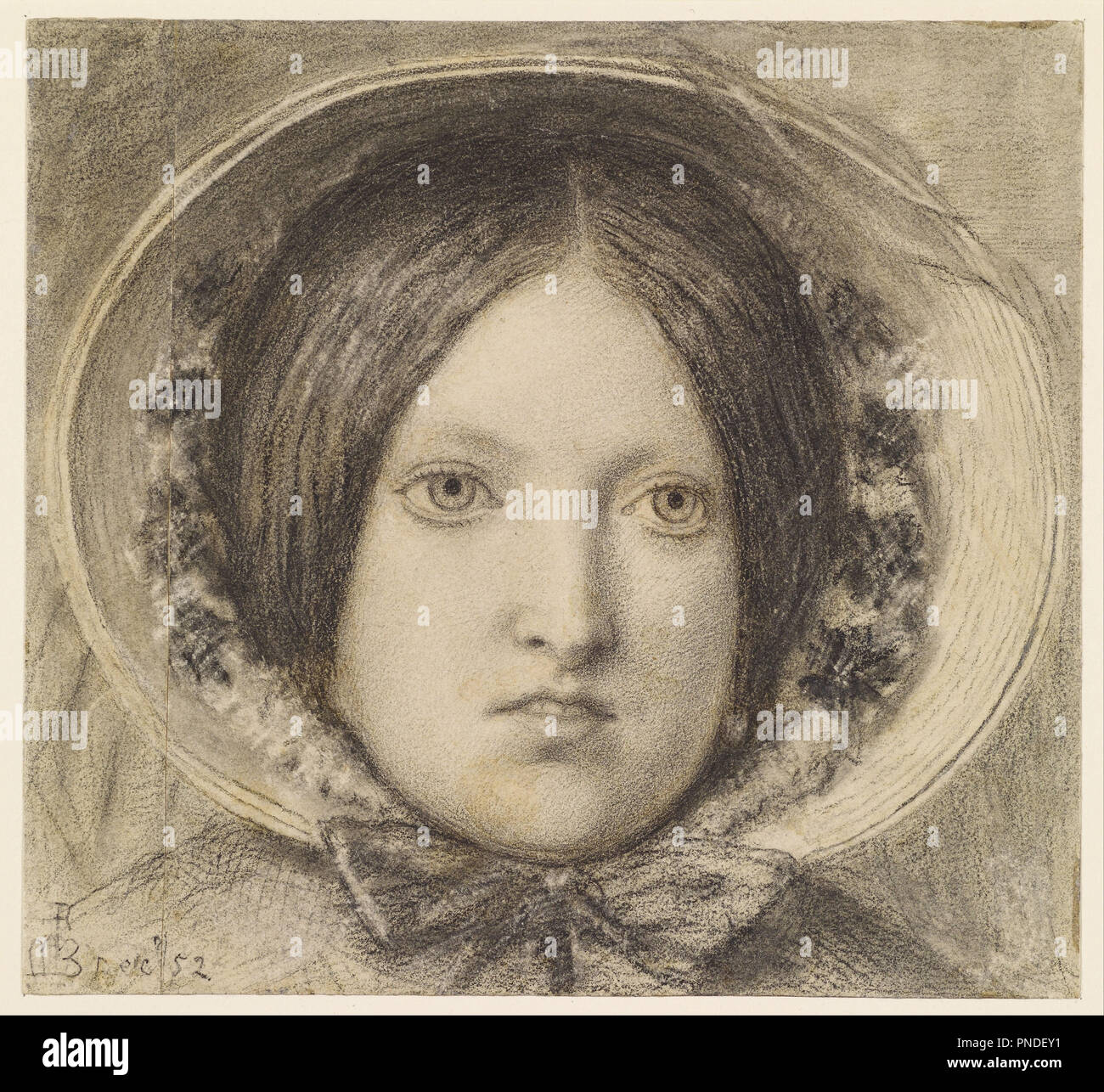 L'ultimo di Inghilterra - Ritratto di Emma Hill. Data/Periodo: 1852. I gessi con graffi su due fogli di carta. Larghezza: 177 mm. Altezza: 161 mm. Autore: Ford Madox Brown. Foto Stock