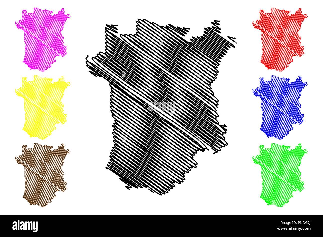 Cecenia (Russia, soggetti della Federazione Russa, Repubbliche di Russia) mappa illustrazione vettoriale, scribble sketch Repubblica Cecena mappa Illustrazione Vettoriale