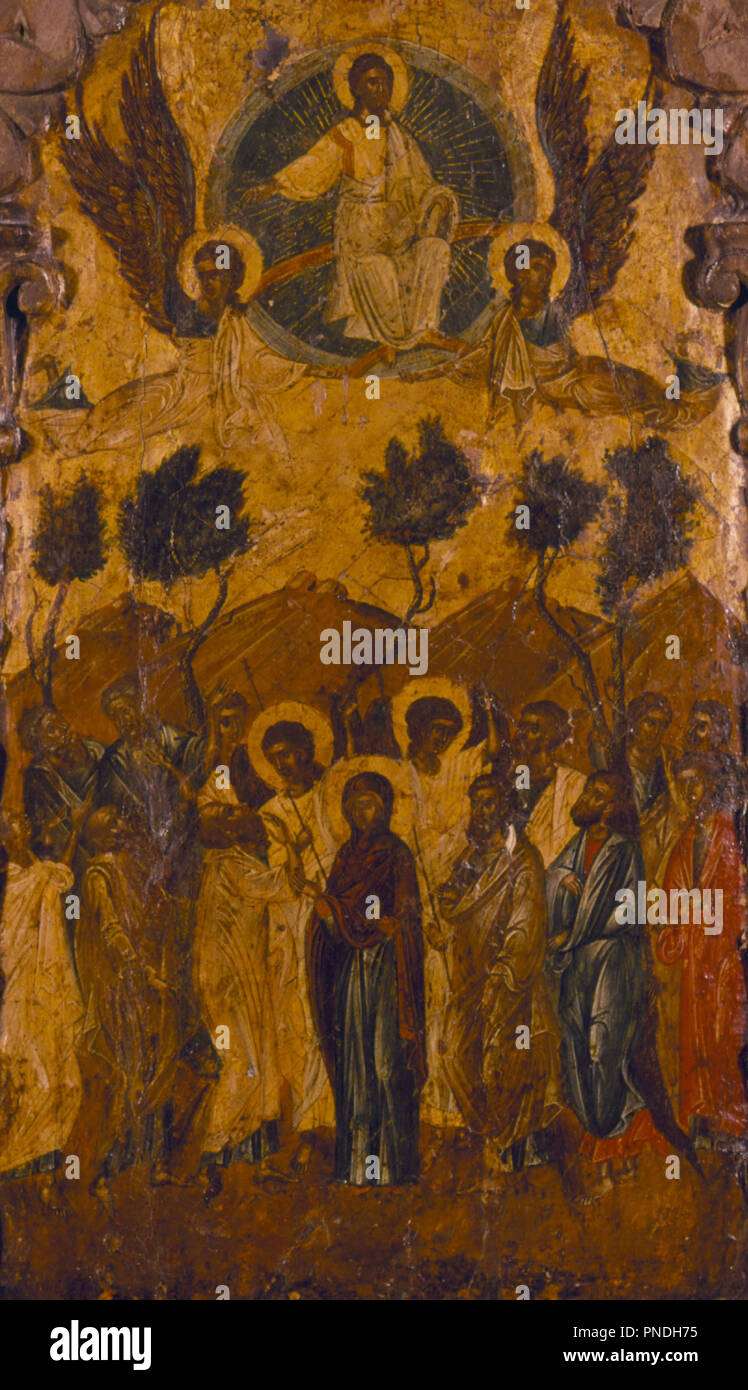 L'Ascensione. Data/Periodo: 1600 - 1699. Icona. Altezza: 652 mm (25,66 in); larghezza: 464 mm (18.26 in). Autore: Tzanfournaris Emmanuel. Foto Stock