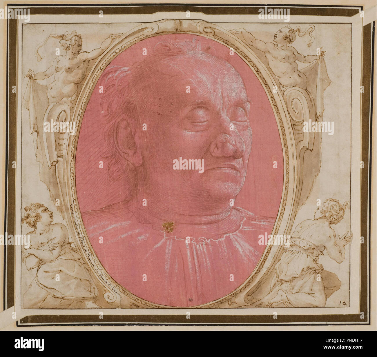 Testa di un vecchio. Data/Periodo: ca. 1490. Disegno. Altezza: 288 mm (11,33 in); larghezza: 214 mm (8,42 in). Autore: Domenico Ghirlandaio. GHIRLANDAIO, Domenico. Foto Stock