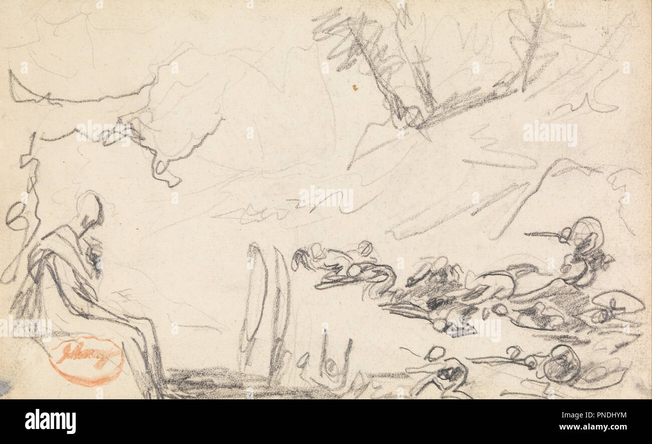 *** Composizione Studio 32. Disegno. Grafite su carta. Altezza: 140 mm (5.51 in); larghezza: 229 mm (9.01 in). Autore: George Romney. Foto Stock