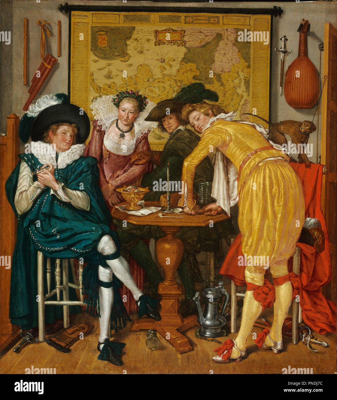 Allegra compagnia. Data/Periodo: 1620. La pittura. Olio su tela. Altezza: 726 mm (28.58 in); larghezza: 654 mm (25.74 in). Autore: Willem Pieterszoon Buytewech. BUYTEWECH, WILLEM PIETERSZ. Foto Stock