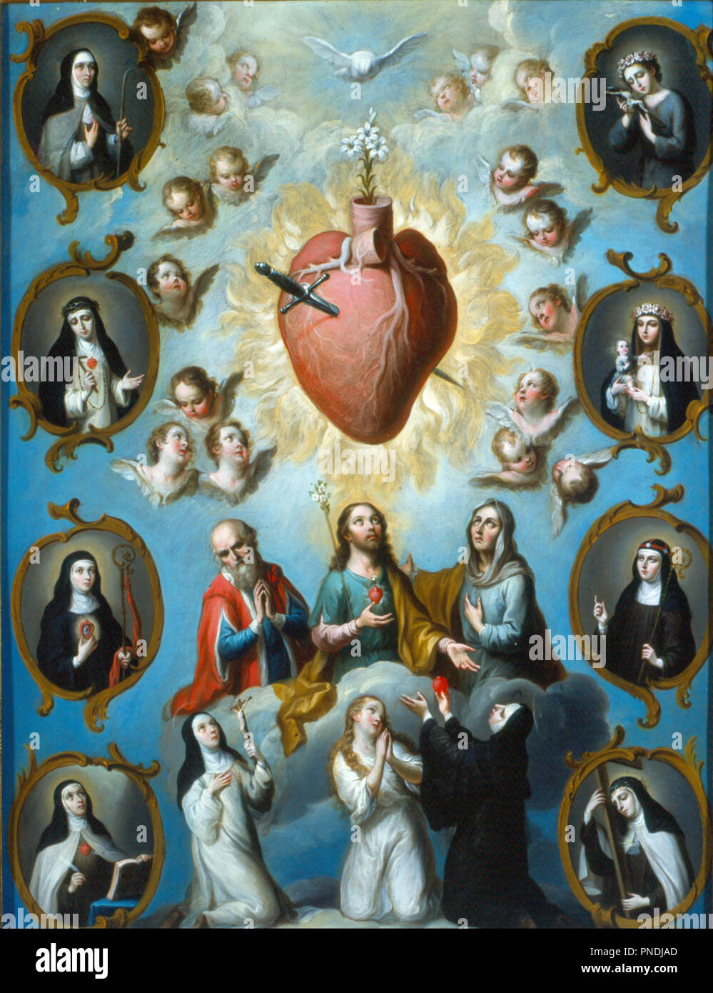 El Corazón de María il Cuore di Maria. Data/Periodo: 1000. La pittura. Olio su rame Olio su rame. Altezza: 560 mm (22.04 in); larghezza: 425 mm (16.73 in). Autore: Juan Patricio Morlete Ruiz. Foto Stock