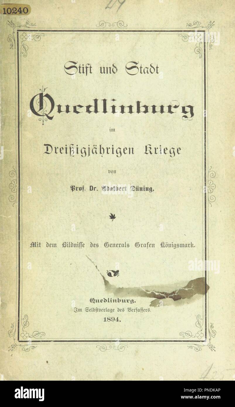 Immagine dalla pagina 7 del 'Stift und Stadt Quedlinburg im Kriege Dreissigjährigen' . Foto Stock