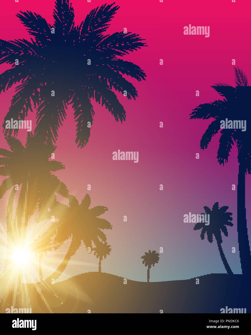 Beautifil Palm Tree foglia sfondo Silhouette illustrazione vettoriale Illustrazione Vettoriale