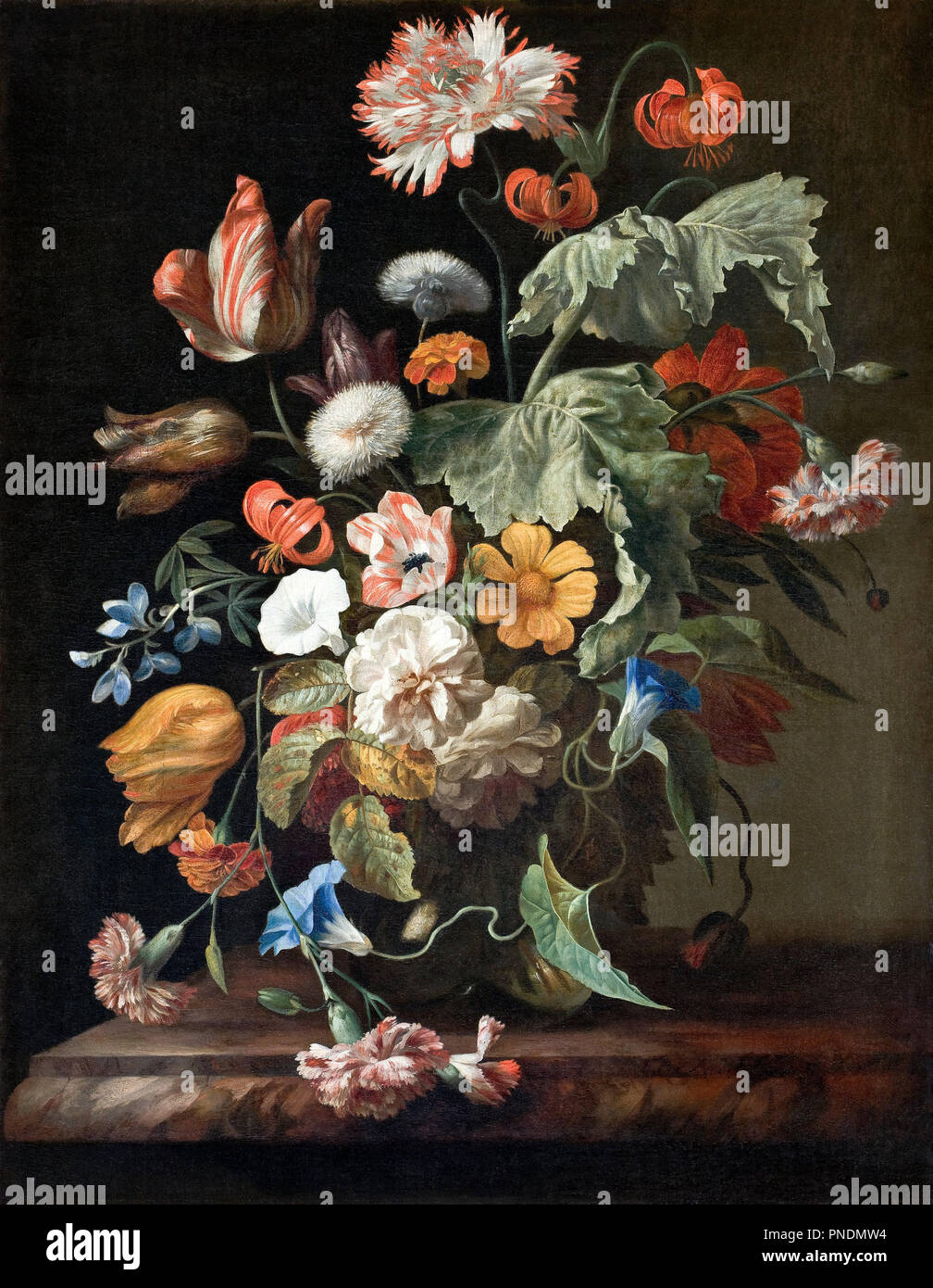 Still-Life con fiori. La pittura. Olio su tela. Altezza: 750 mm (29.52 in); larghezza: 585 mm (23.03 in). Autore: Rachel Ruysch. RUYSCH, Rachel. Foto Stock