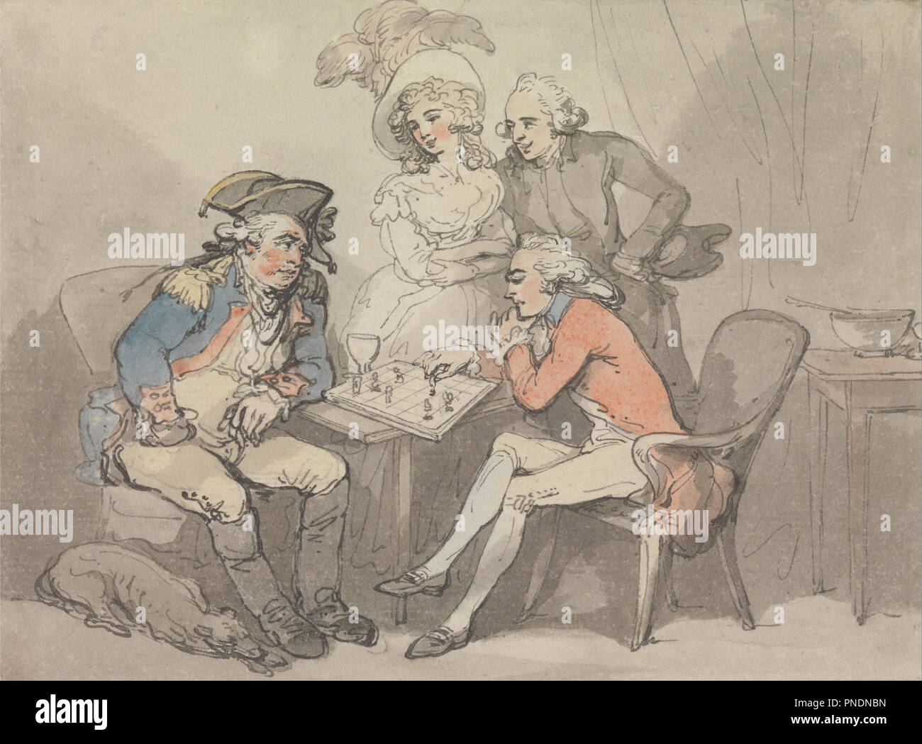 Scacco matto. La pittura. Acquerello. Altezza: 140 mm (5.51 in); larghezza: 187 mm (7,36 in). Autore: Thomas Rowlandson. Foto Stock