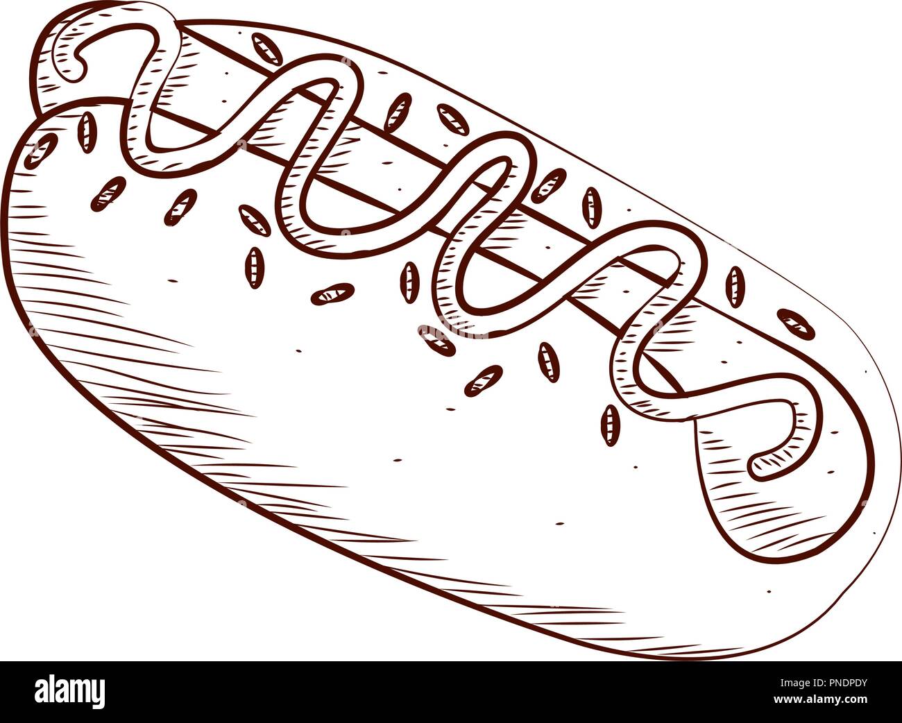 Hot Dog disegnare contorno Illustrazione Vettoriale