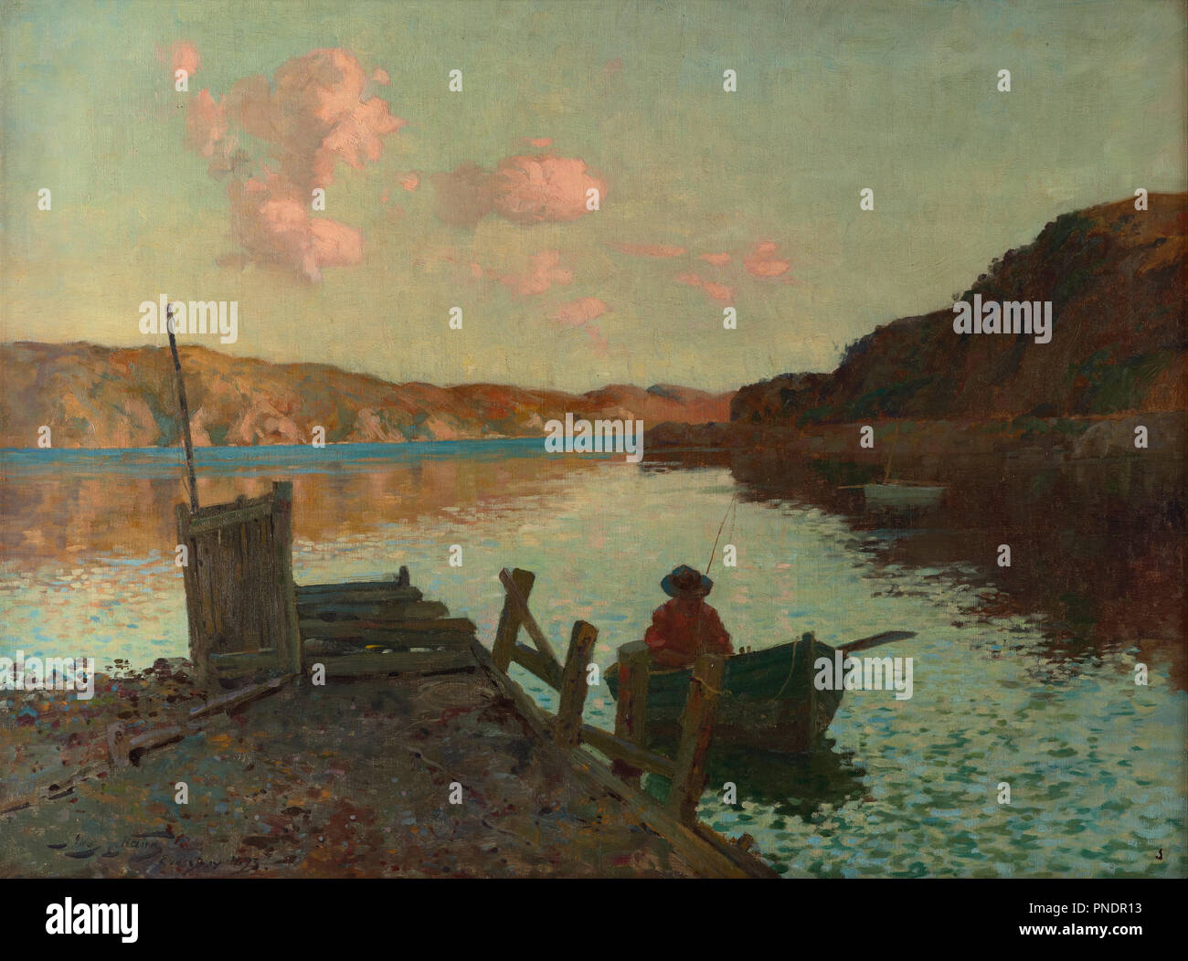 Evans Bay. Data/Periodo: 1893. La pittura. Olio su tela. Altezza: 565 mm (22.24 in); larghezza: 740 mm (29.13 in). Autore: James M. Nairn. Foto Stock