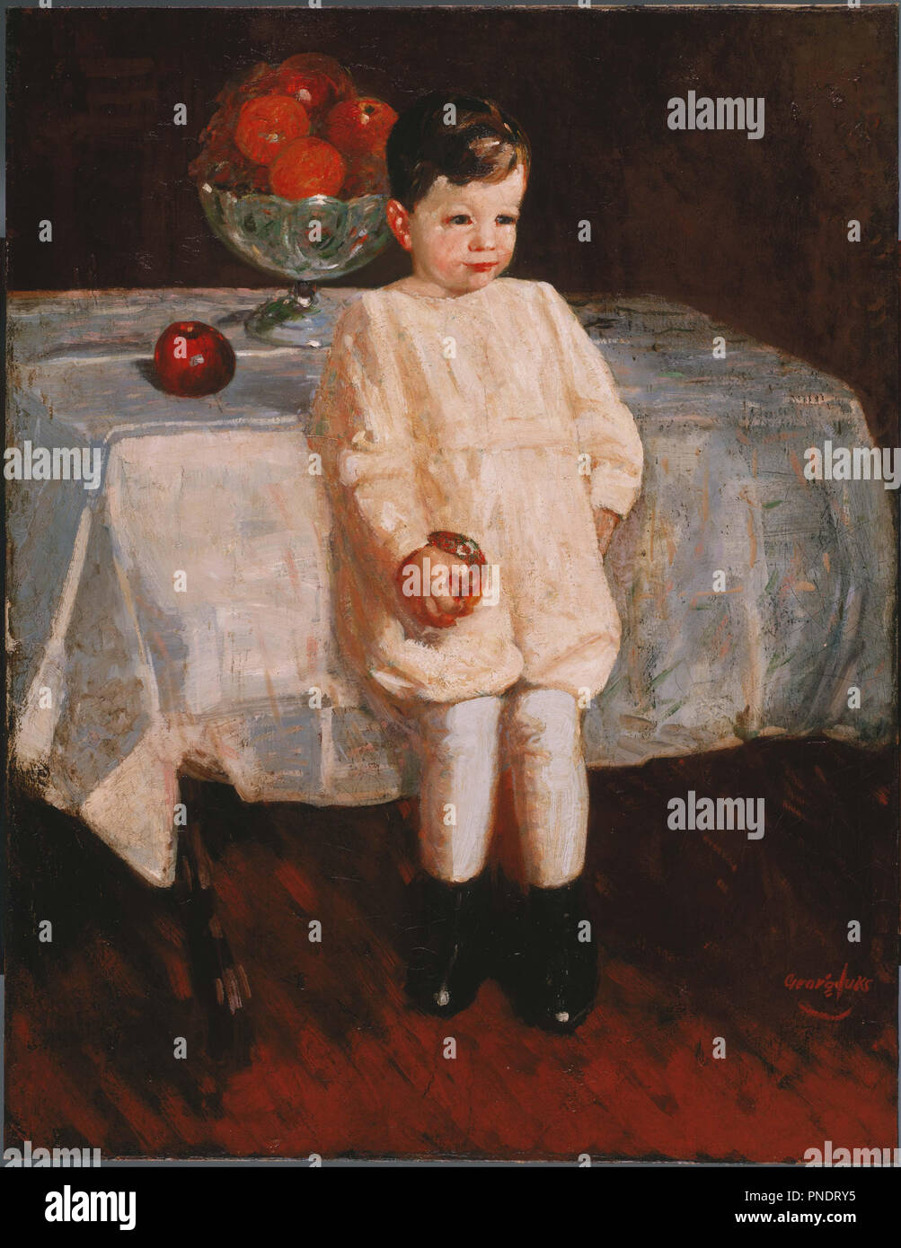 Sulky Boy. Data/Periodo: ca. 1908. La pittura. Olio su tela. Altezza: 44 mm (1.73 in); larghezza: 34 mm (1.33 in). Autore: George Luks. Foto Stock