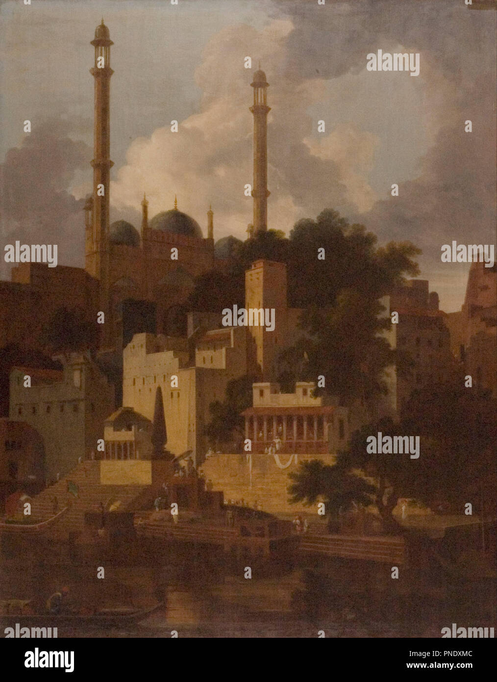 Aurangzeb moschea del. Data/Periodo: 1700 - 1800. La pittura. Olio su tela. Altezza: 1.270 mm (50 in); larghezza: 940 mm (37 in). Autore: Thomas Daniell. Foto Stock