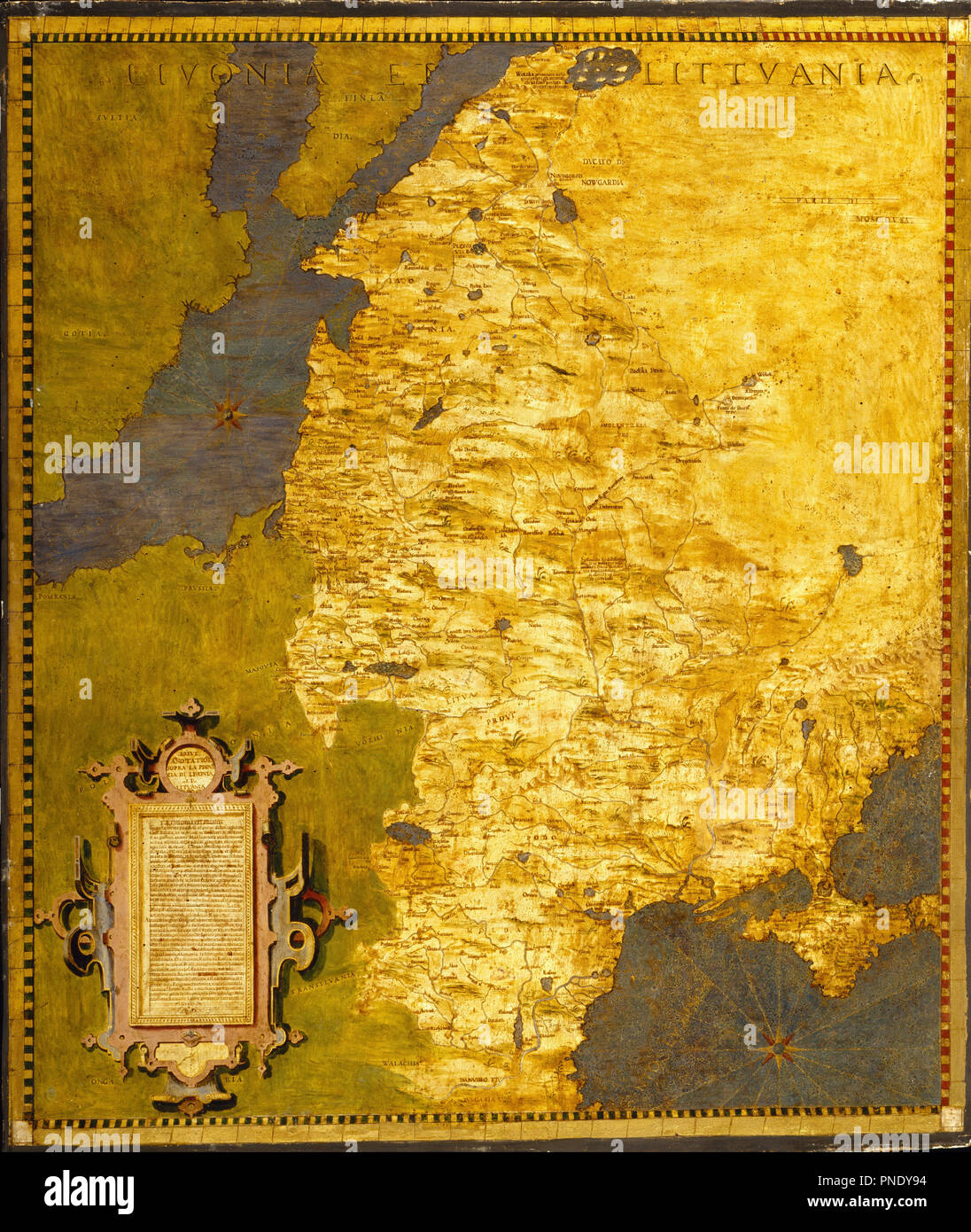 La Lettonia e la Lituania. Data/Periodo: ca. 1565. Pittura Di Olio su legno. Altezza: 116 mm (4,56 in); larghezza: 99 mm (3,89 in). Autore: Egnazio Danti. IGNAZIO Danti. Foto Stock