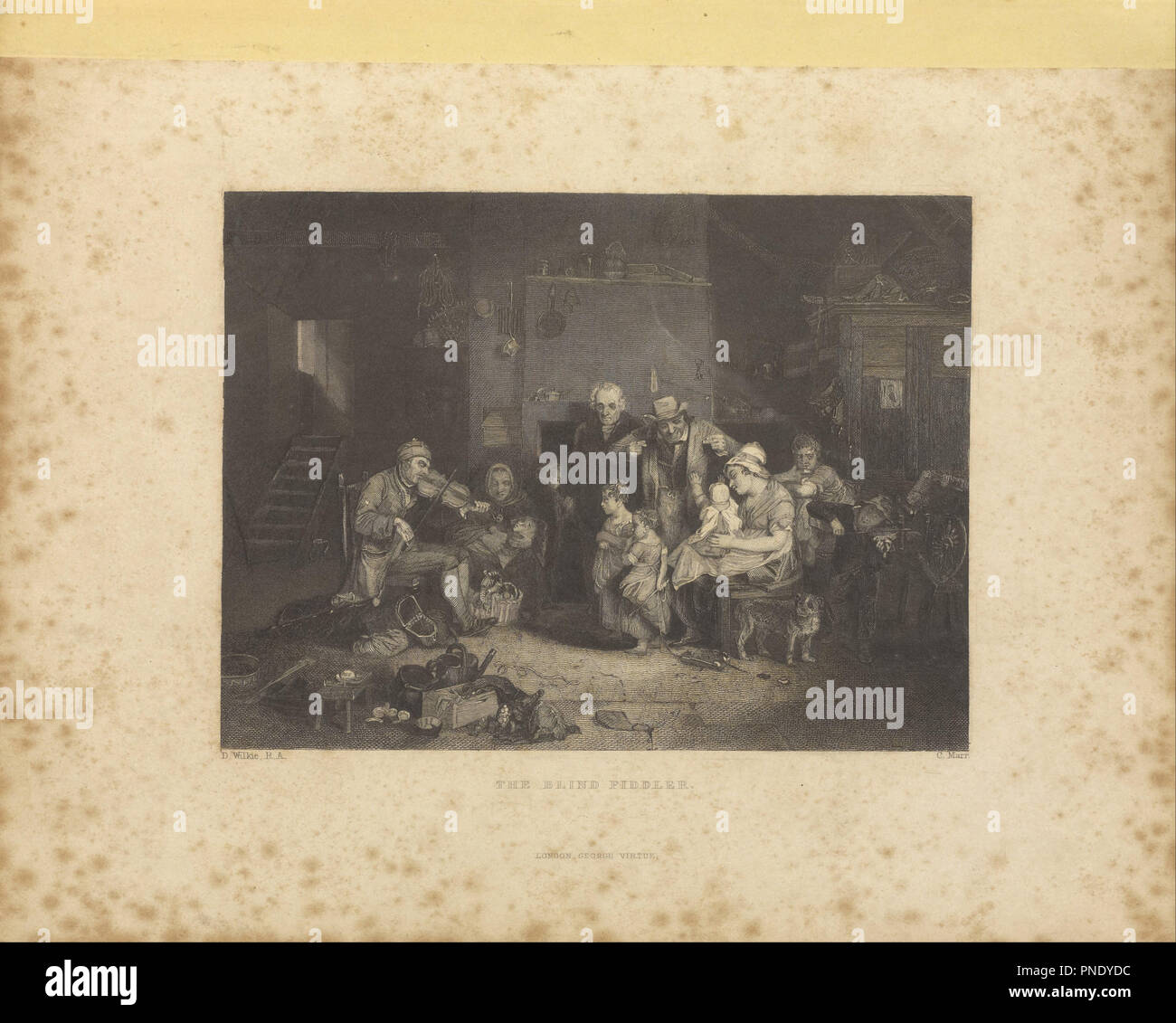 Il cieco Fiddle. Data/Periodo: 1843 - 1845. Stampa. Attacco chimico. Altezza: 108 mm (4.25 in); larghezza: 144 mm (5,66 in). Autore: C. W. Marr. Foto Stock