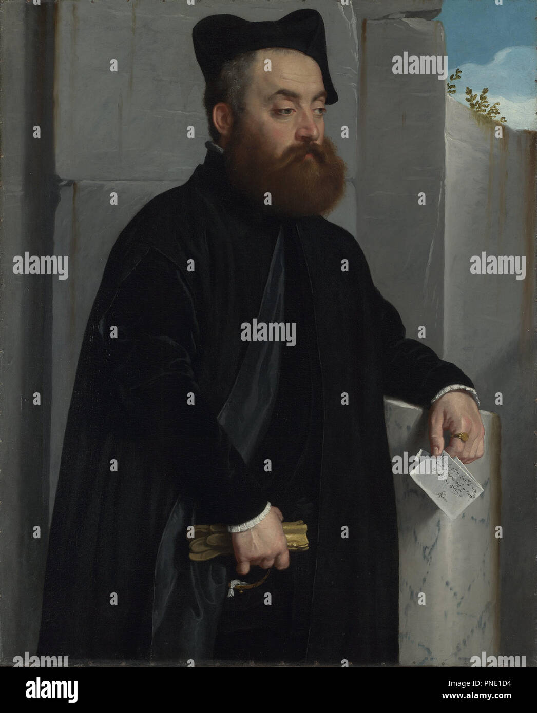 Canon Ludovico di terzi. La pittura. Olio su tela. Altezza: 101,5 cm (39,9 in); Larghezza: 82,7 cm (32,5 in). Autore: Giovanni Battista Moroni. Foto Stock