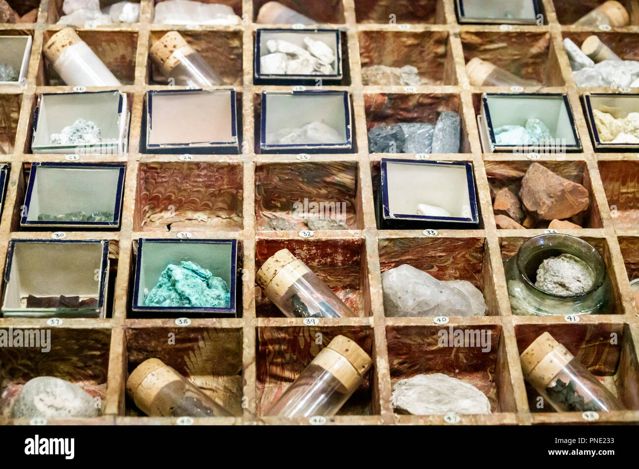 London England,UK,Kensington,Natural History Museum,Inside interior,pharmacopeia drawer Sir Hans Sloane's Collection Aspecimes,UK GB English Europe,UK Foto Stock