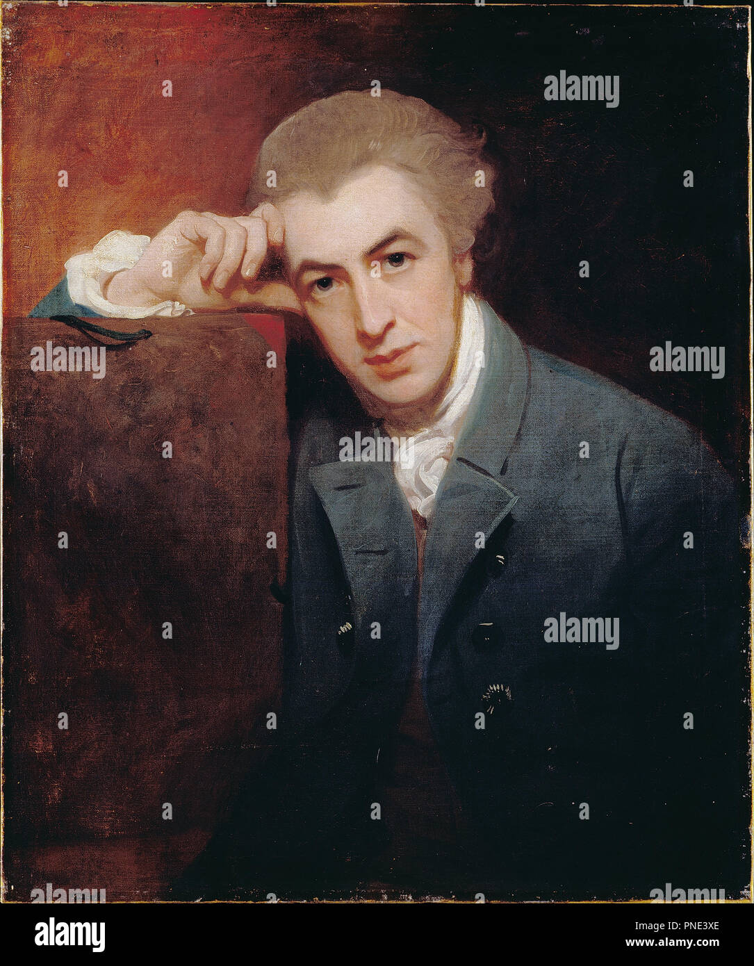 William Hayley. Data/Periodo: dal 1777 fino a 79. La pittura. Olio su tela olio. Altezza: 762 mm (30 in); larghezza: 633 mm (24.92 in). Autore: ROMNEY, George. GEORGE ROMNEY. Foto Stock