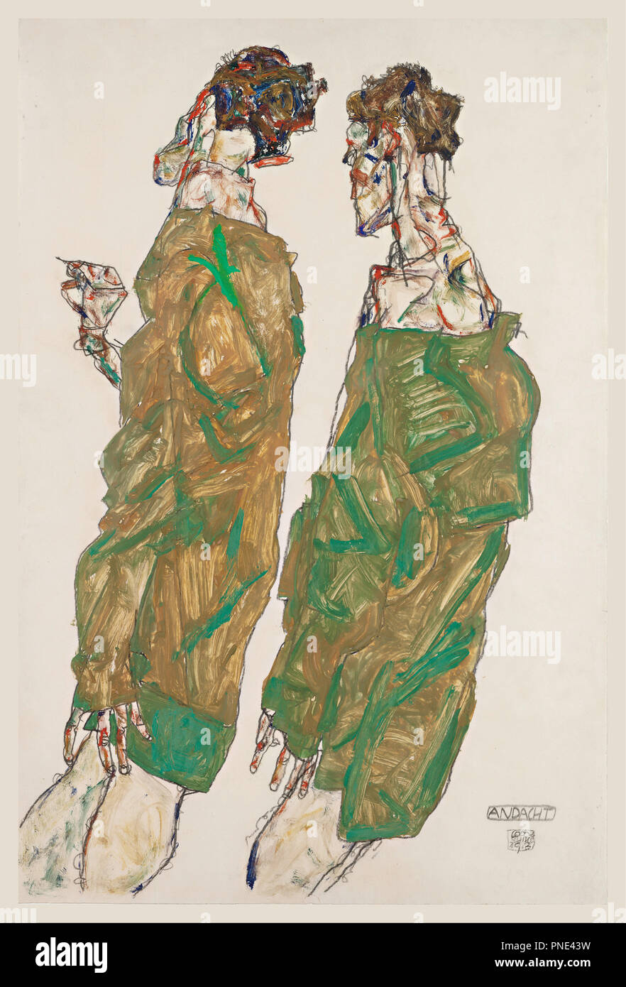 "Andacht devozione". Data/Periodo: 1913. Disegno. Altezza: 483 mm (19.01 in); larghezza: 320 mm (12.59 in). Autore: Egon Schiele. SCHIELE, EGON. Foto Stock