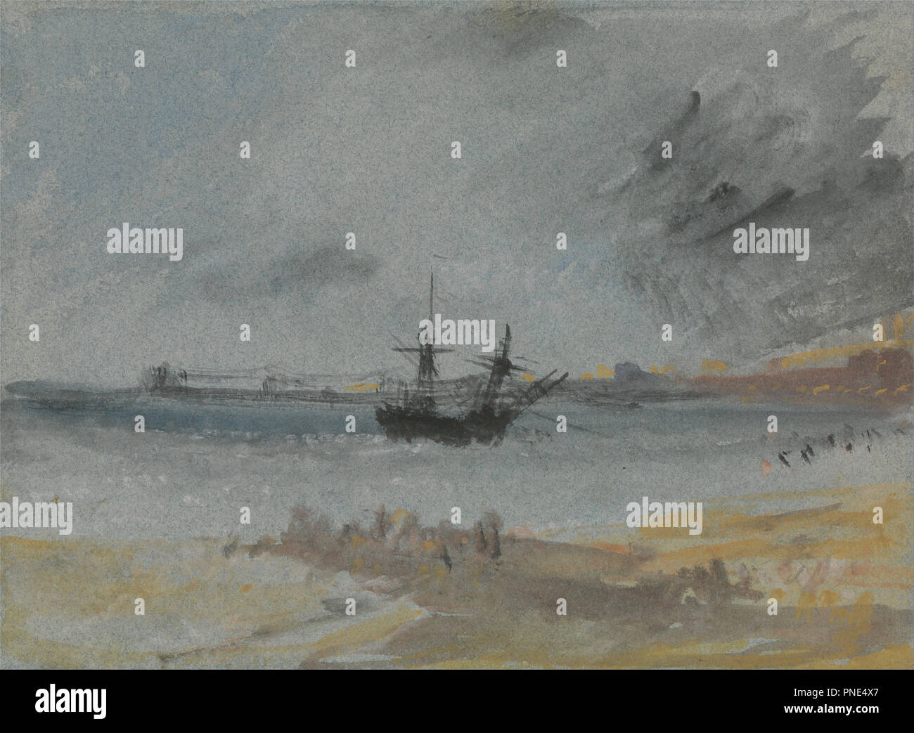 Nave arenarsi Brighton. Data/Periodo: 1830. La pittura. Acquerello. Altezza: 140 mm (5.51 in); larghezza: 194 mm (7,63 in). Autore: J. M. W. Turner. Foto Stock