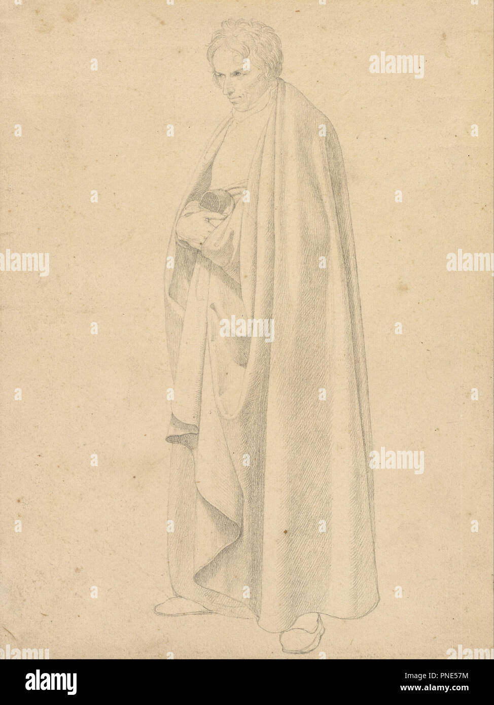 Giuseppe Wintergerst in un cappotto Floor-Length. Data/Periodo: ca. 1811 - 1813. Disegno. La grafite. Altezza: 295 mm (11,61 in); larghezza: 220 mm (8.66 in). Autore: Wilhelm von Schadow. Foto Stock