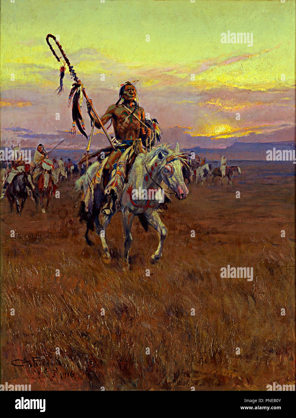 Medicina Man. Data/Periodo: 1916. La pittura. Autore: Charles Marion Russell. Foto Stock