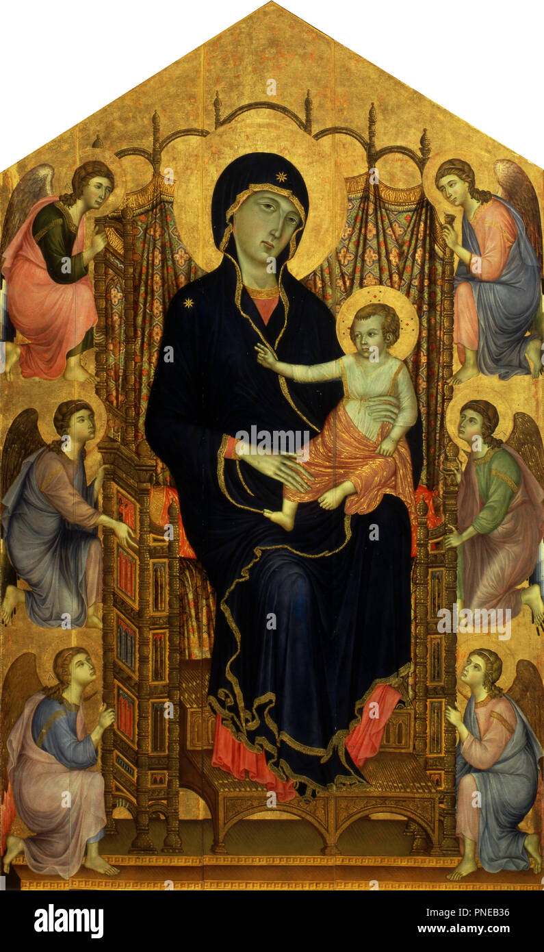 Maestà / La Madonna Rucellai. Data/Periodo: dal 1285 fino al 1286. La pittura. Tempera su pannello. Altezza: 450 cm (14,7 ft); larghezza: 290 cm (114.1 in). Autore: Duccio di Buoninsegna. Foto Stock