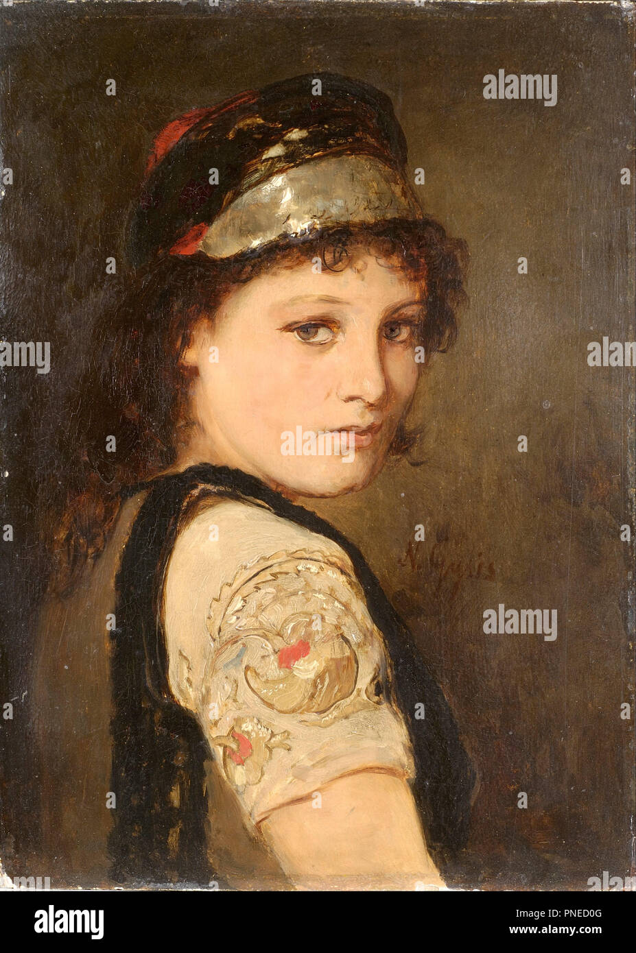 La ragazza da Megara. Data/Periodo: 1875 - 1878. La pittura. Altezza: 220 mm (8.66 in); larghezza: 160 mm (6.29 in). Autore: Nikolaos Gizi. Foto Stock