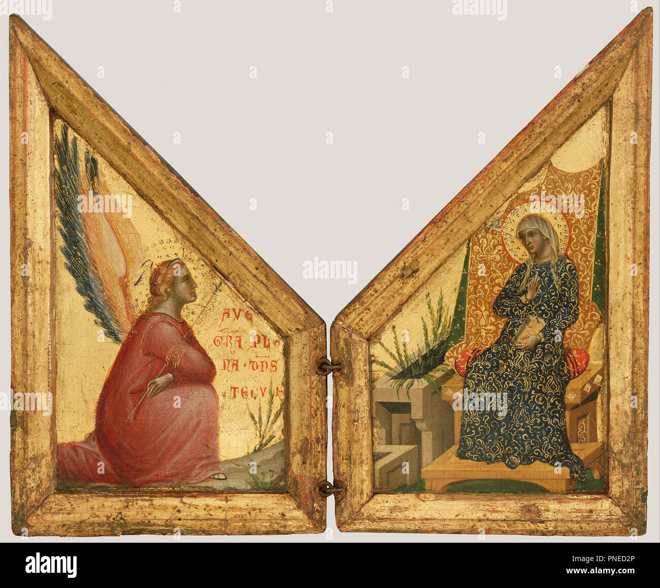 L'Annunciazione. Data/Periodo: ca. 1348 - 1350. La pittura. Tempera e foglia oro su pannello. Altezza: 167 mm (6.57 in); larghezza: 203 mm (7,99 in). Autore: Paolo Veneziano. Foto Stock