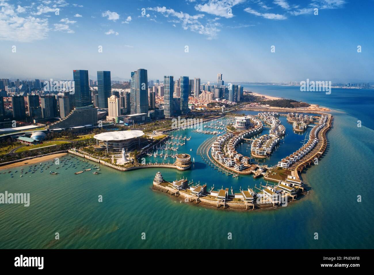 Xiamen città architettura visto da aria nel Fujian, Cina. Foto Stock